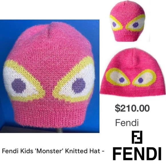 Fendi Other - Fendi Pink Kids Monster Eye Beanie Hat 6-12months